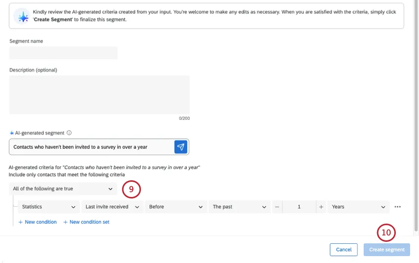 segment criteria is now filled out