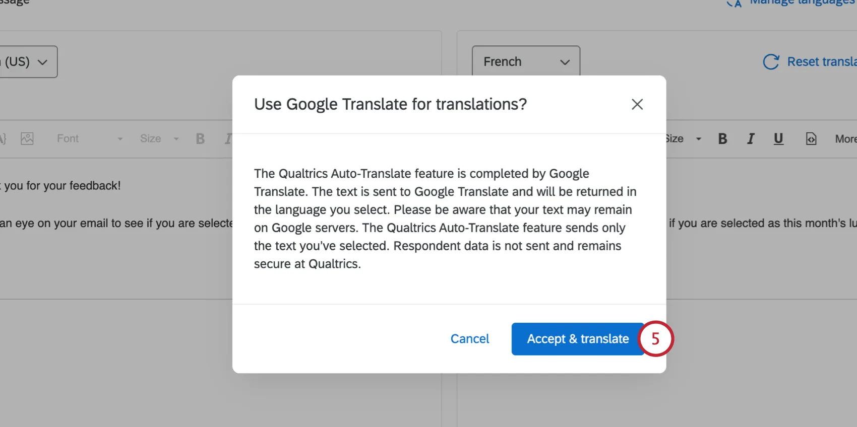 clicking acept & translate