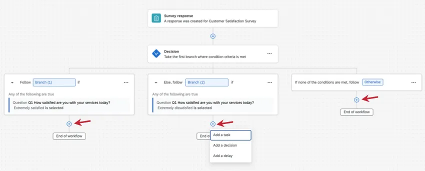 a workflow with 2 branches and one Otherwise path