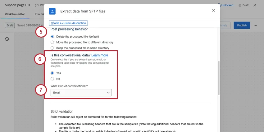 field that asks for conversational data details