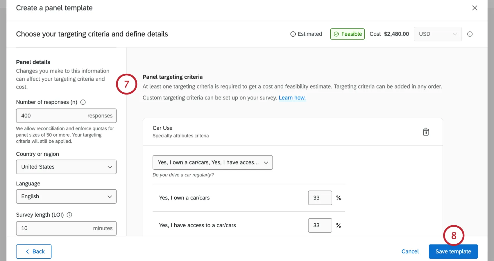 customizing the template and saving
