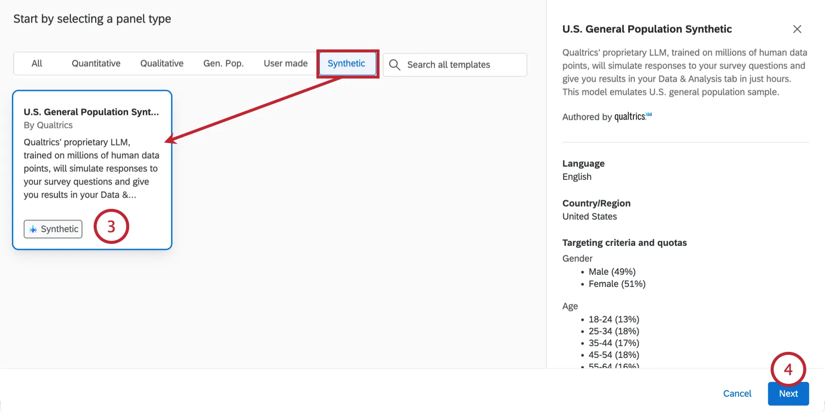 choosing a synthetic panel