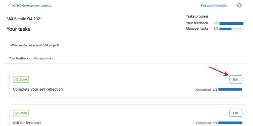 360 portal self reflection has an edit button
