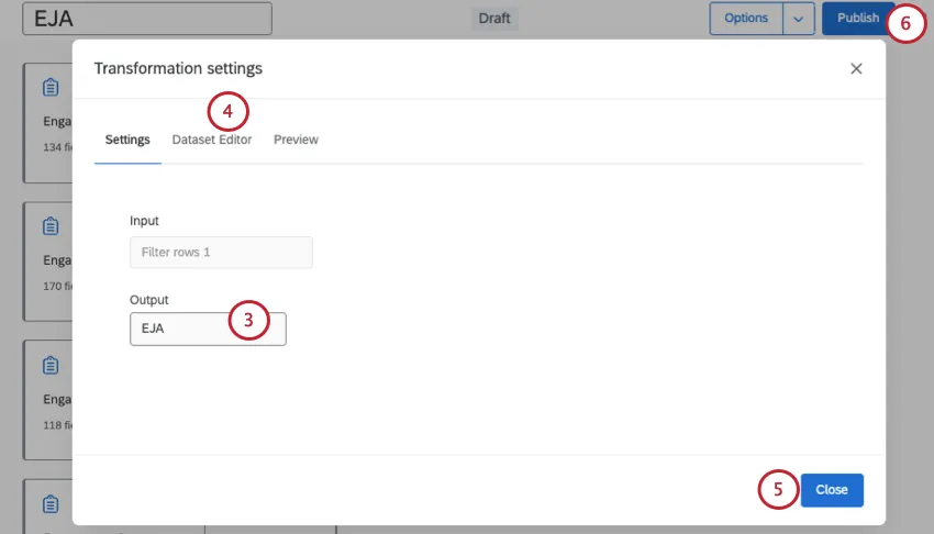 output dataset naming