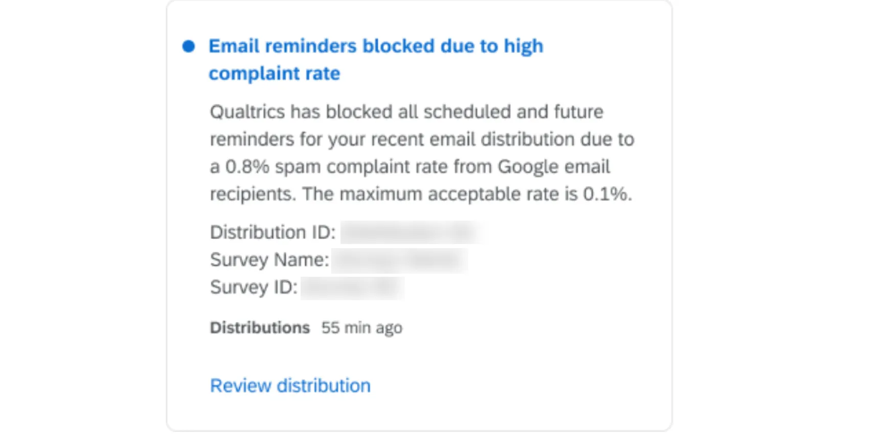 the notification for a high complaint distribution