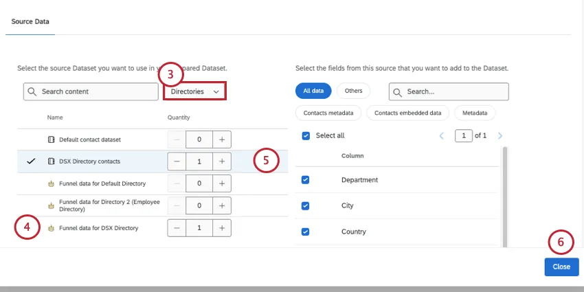 filtering for directories sources and adding the funnel and contacts