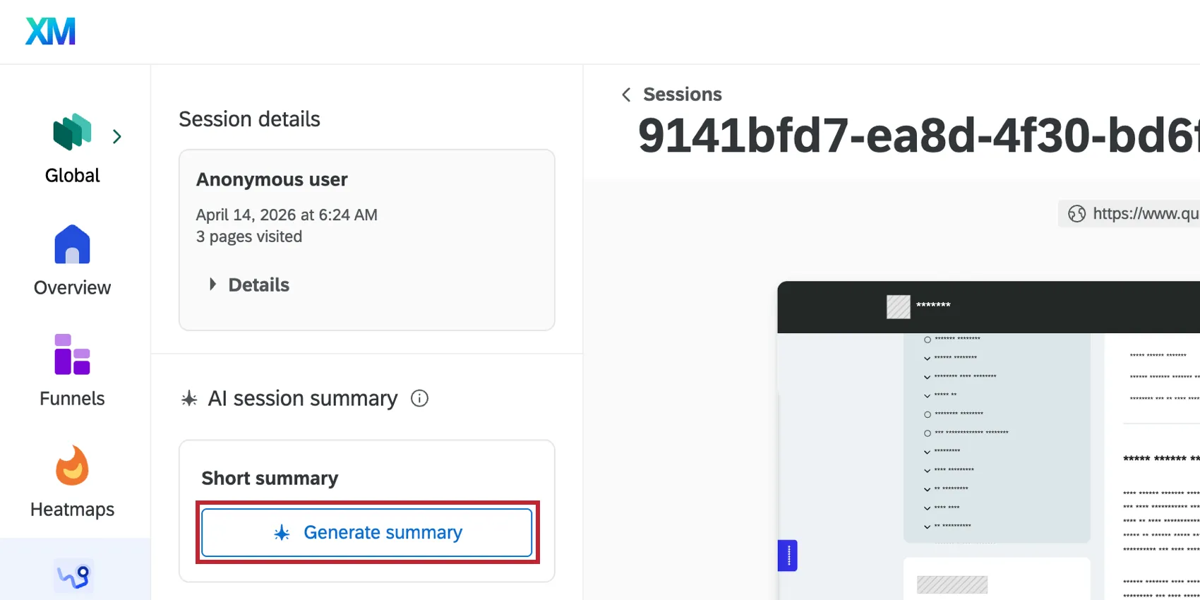 clicking Generate Summary within DXA