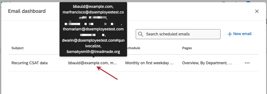 hovering over recipients and seeing a small modal open with the full list of email addresses