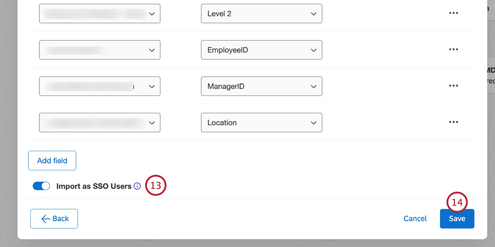 the import as sso users option