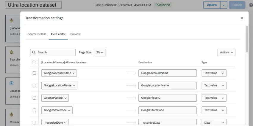 assorted locations mapped in a model