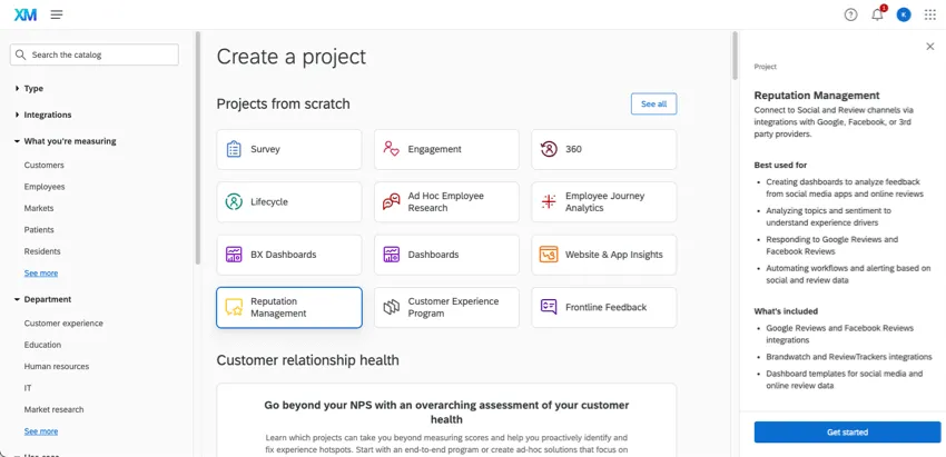 catalog with reputation management selected
