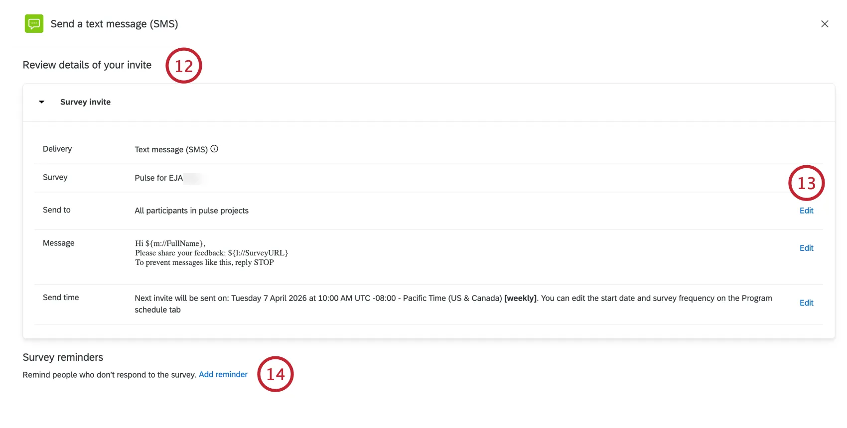 reviewing the distribution and adding a reminder