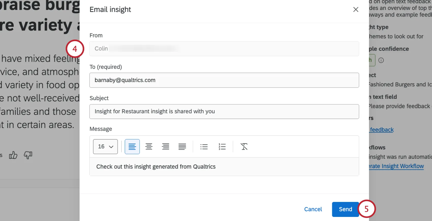 customizing the export email and saving