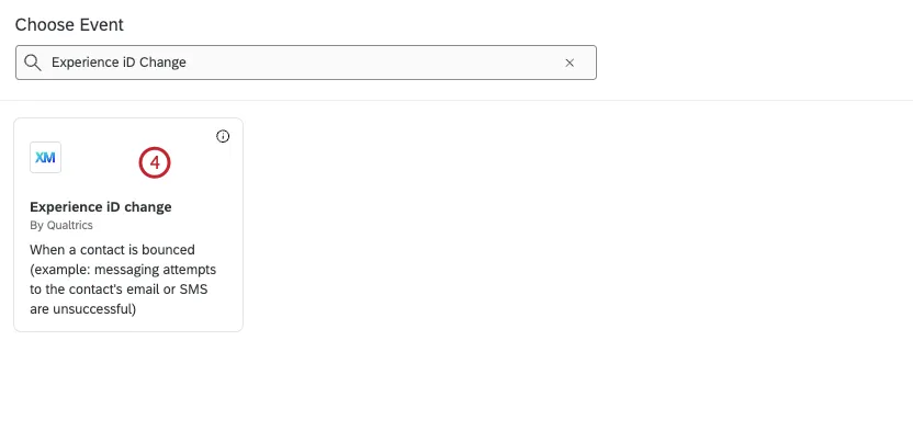 experience id change event highlighted within the task selection window