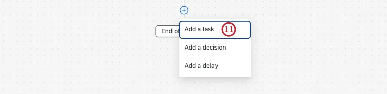 option to add a task highlighted within the workflow editor