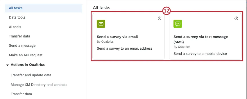 available distribution tasks highlighted