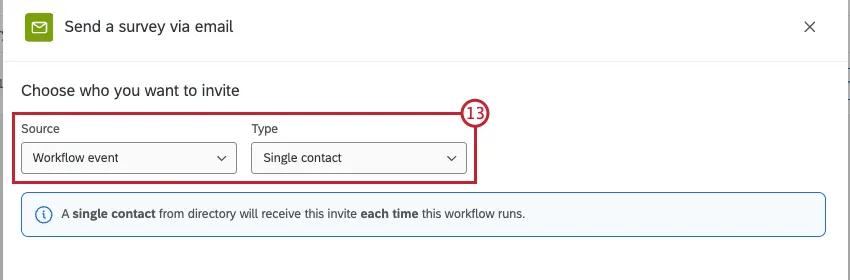 dropdowns to select source and type for the distribution recipient highlighted
