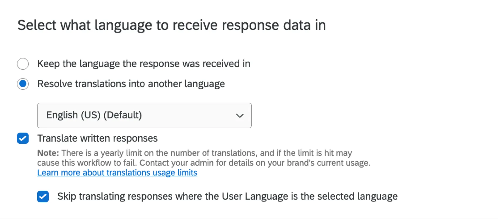 configuring translation options