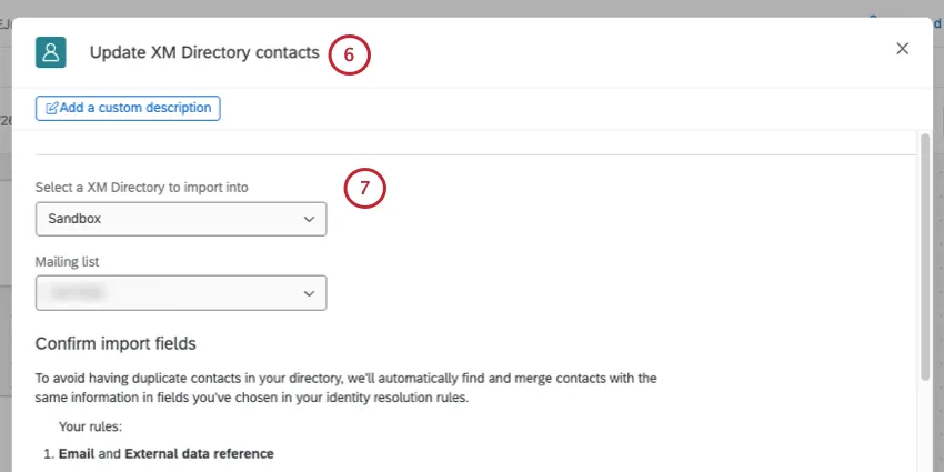 starting an update XM directory contacts task