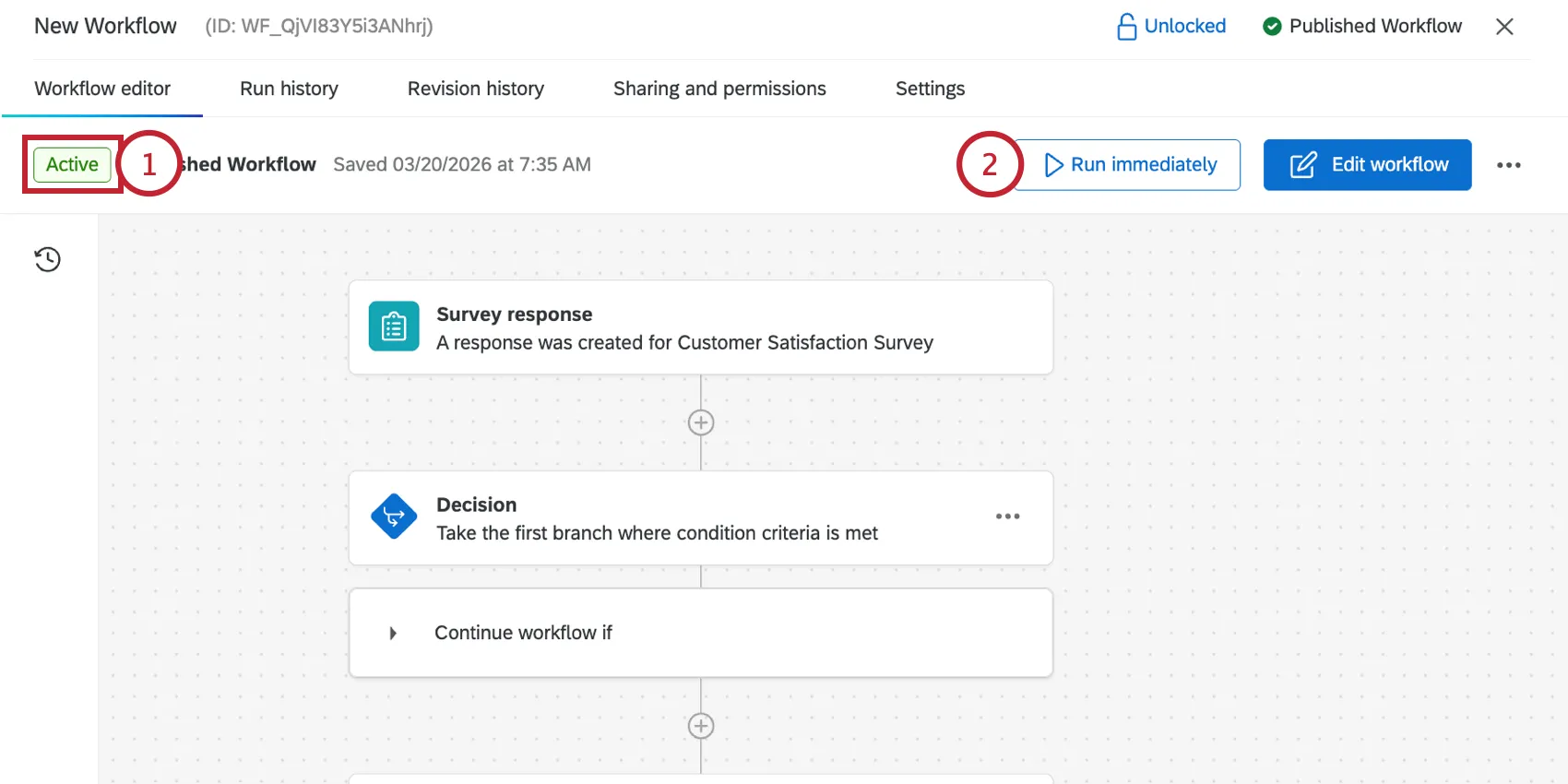 clicking the run immediately button