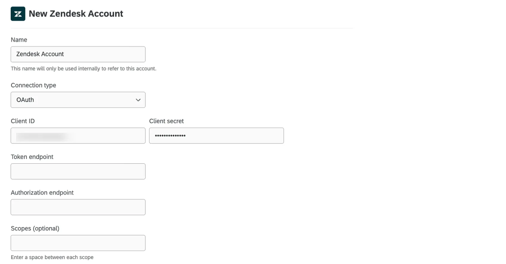 connecting a new zendesk account