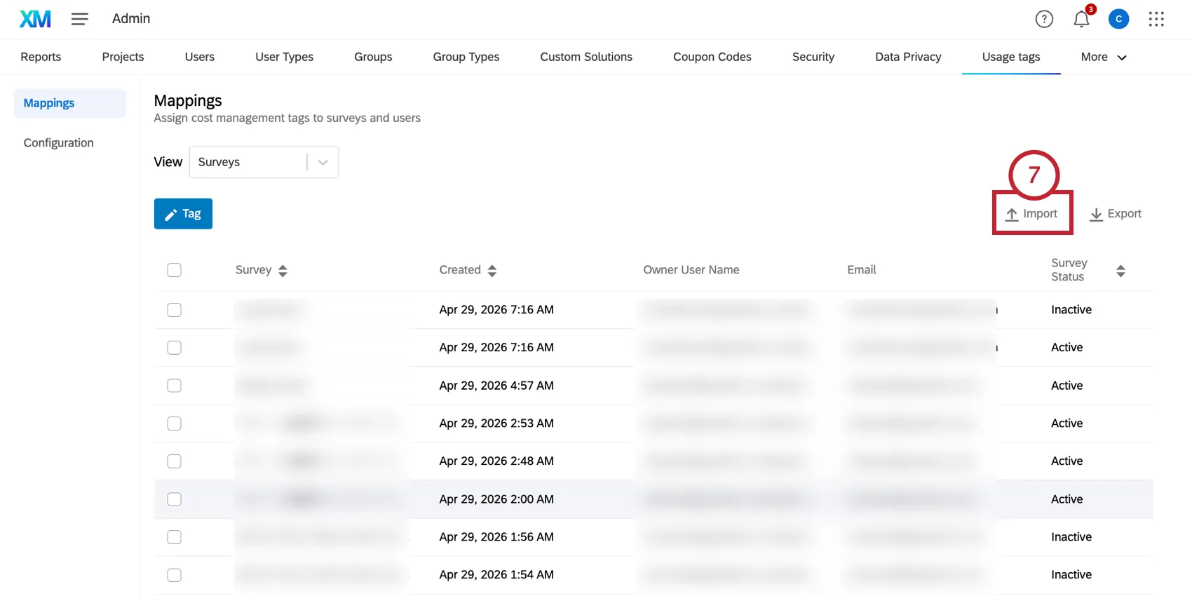 importing the updated tag file