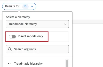 direct reports only setting in an org hierarchy filter