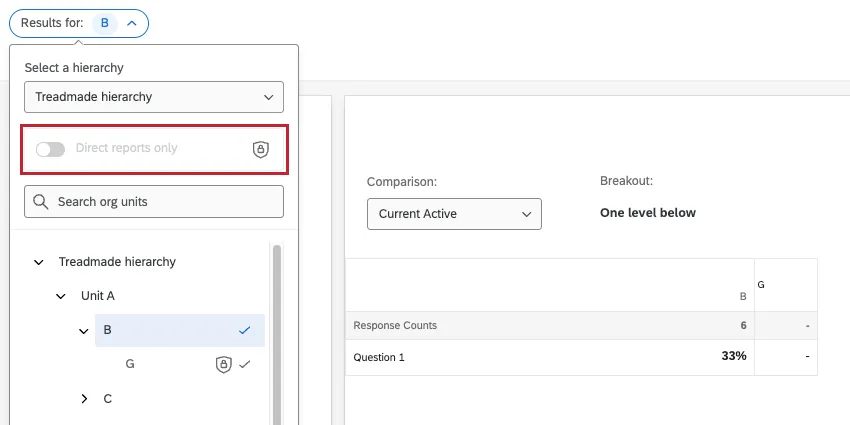 direct reports setting is grayed out