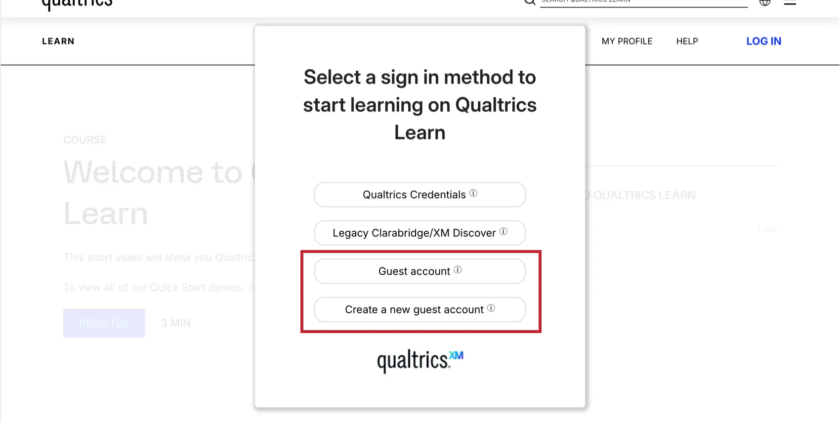 using a guest account to log in