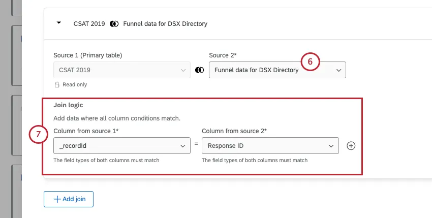 join configuration for surveys and the respondent funnel