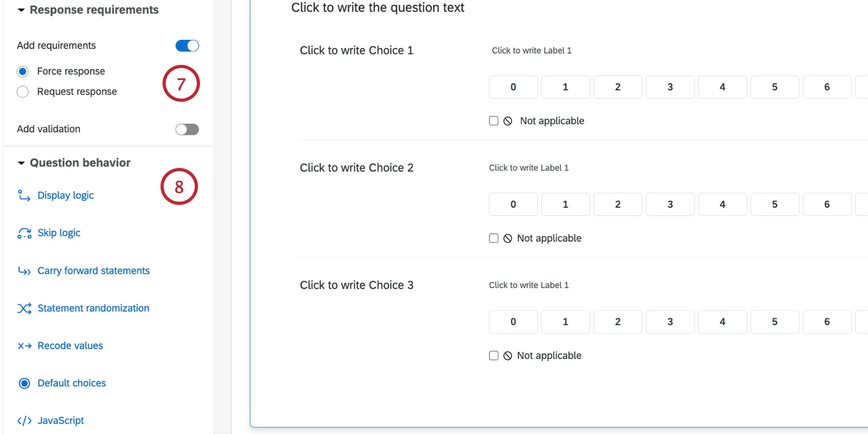 adding validation and extra question customization