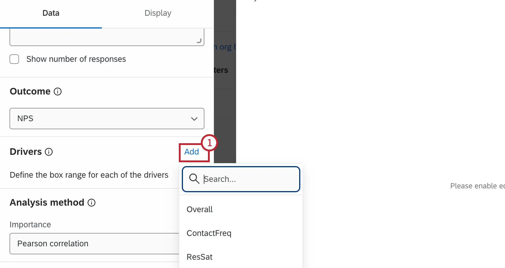 "add" button highlighted within the drivers section of a widget