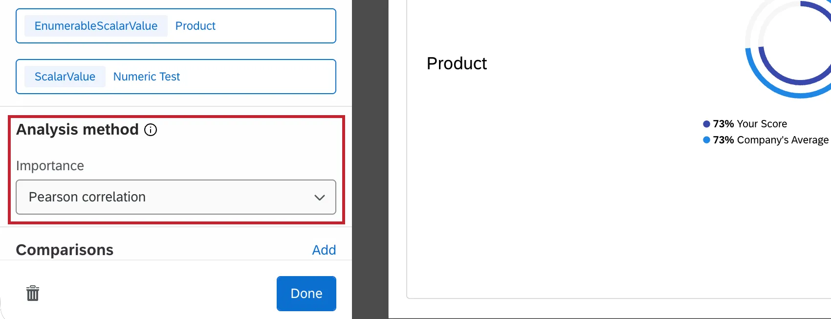analysis method dropdown highlighted