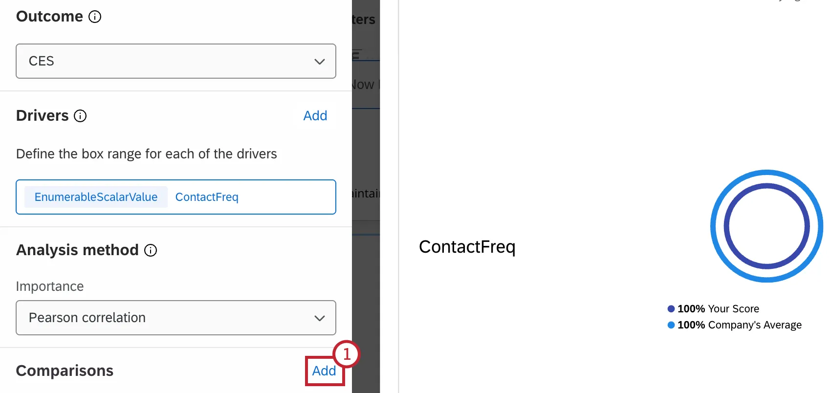 "add" button within comparisons section