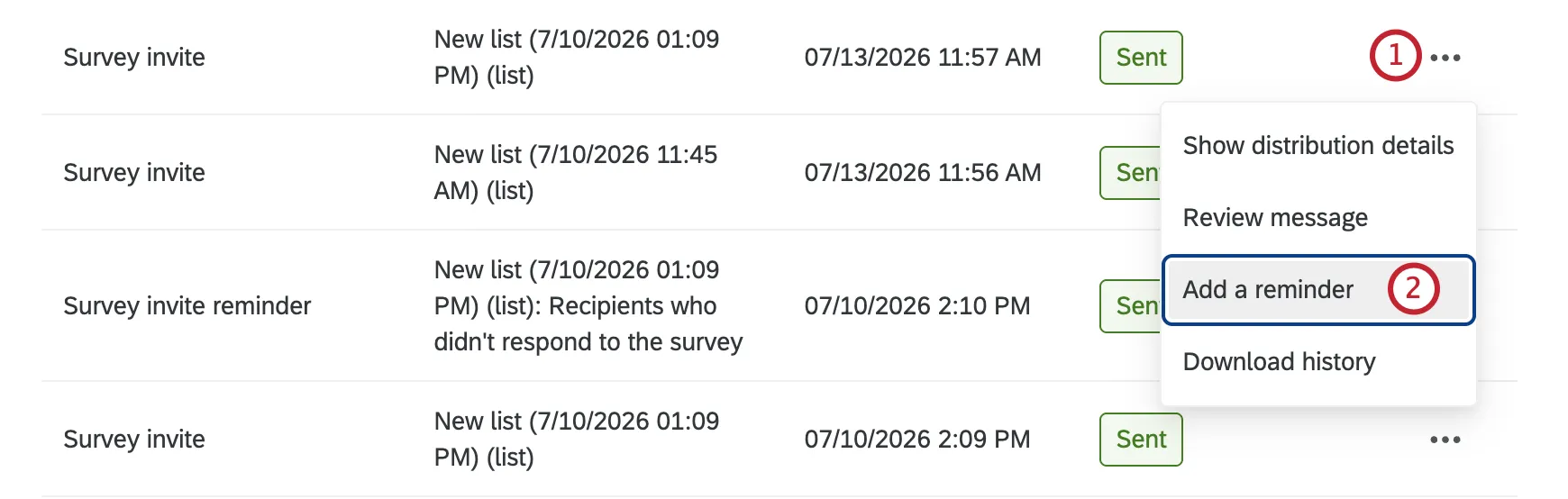 add a reminder button highlighted within the email options menu