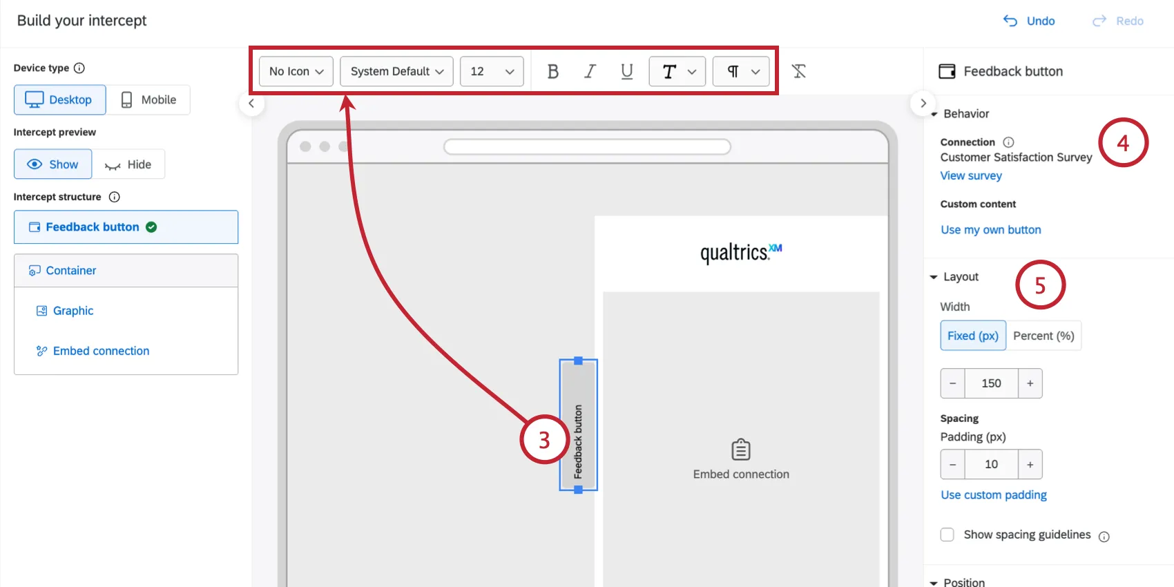 customizing the feedback button