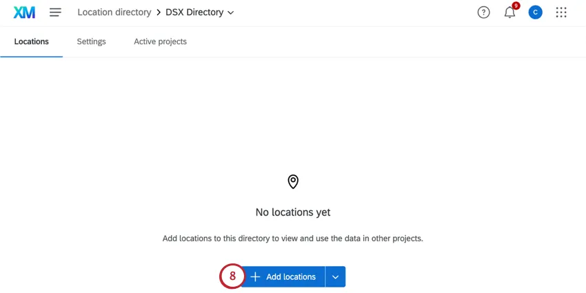 add locations button center of page