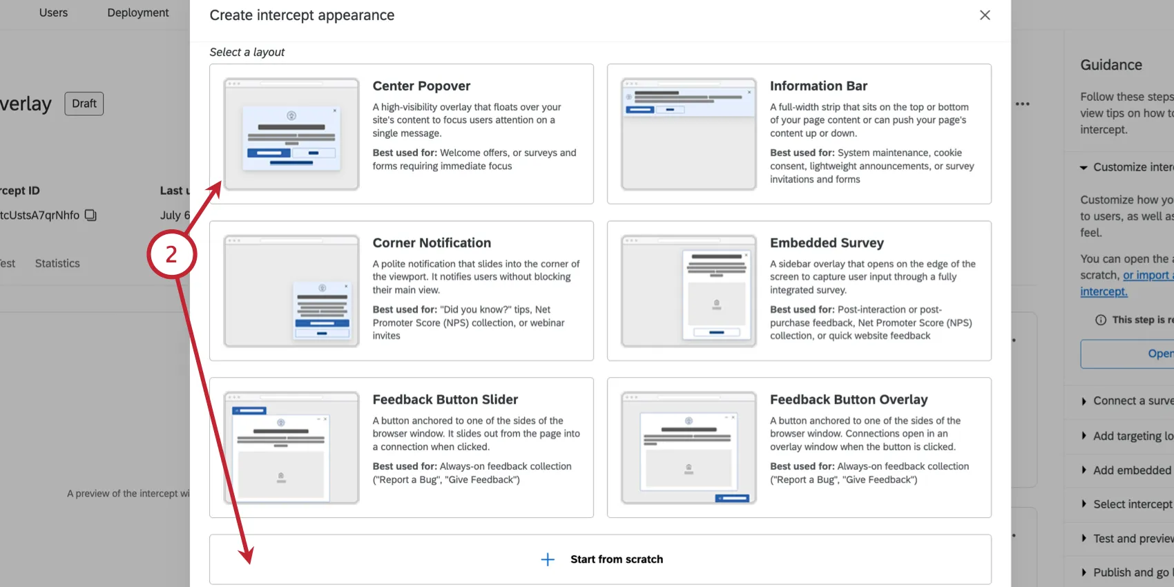 selecting a template or starting from scratch