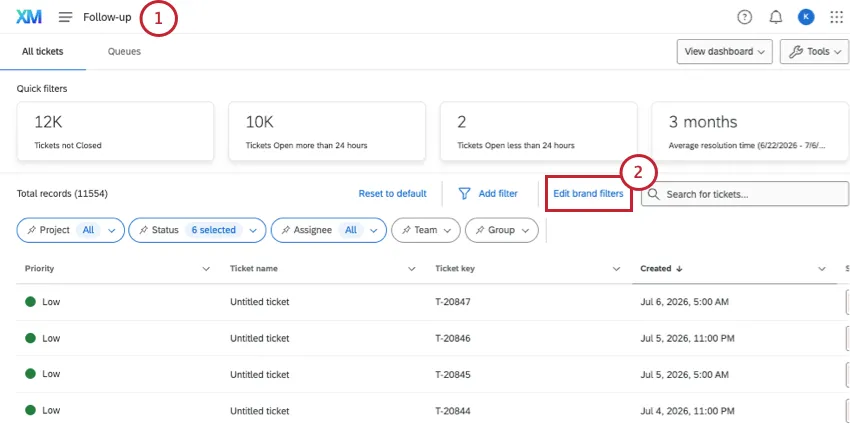 edit brand filters button in blue
