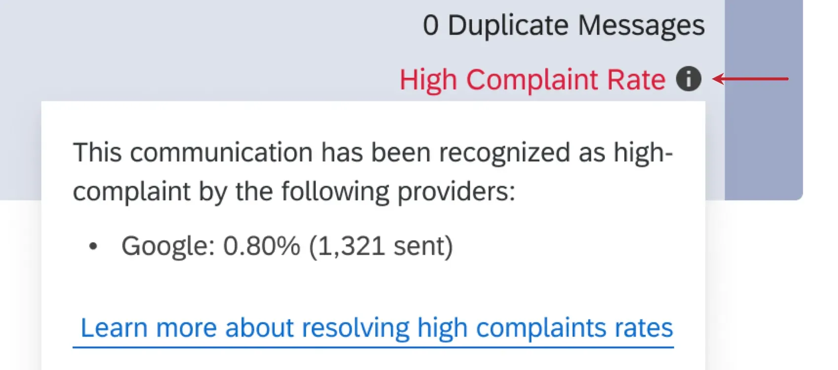 information about the complaint rate