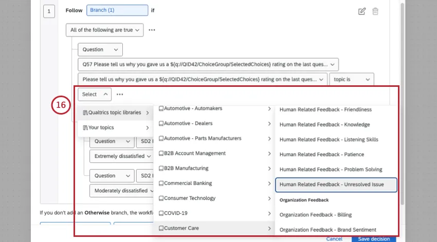 how the menus to select text topics appear