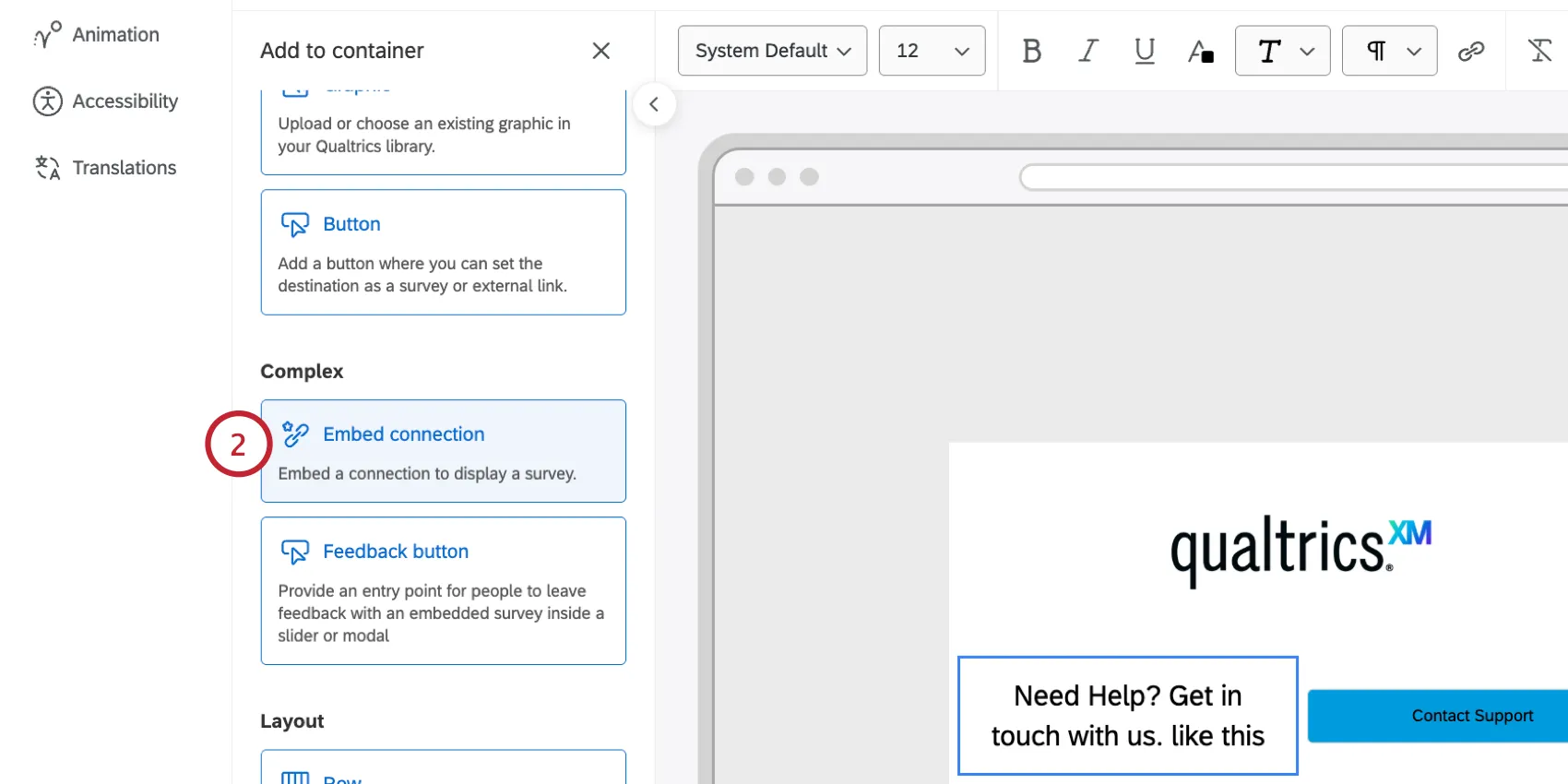selecting embed connection