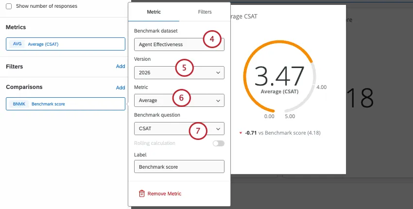 selecting the benchmark for the widget