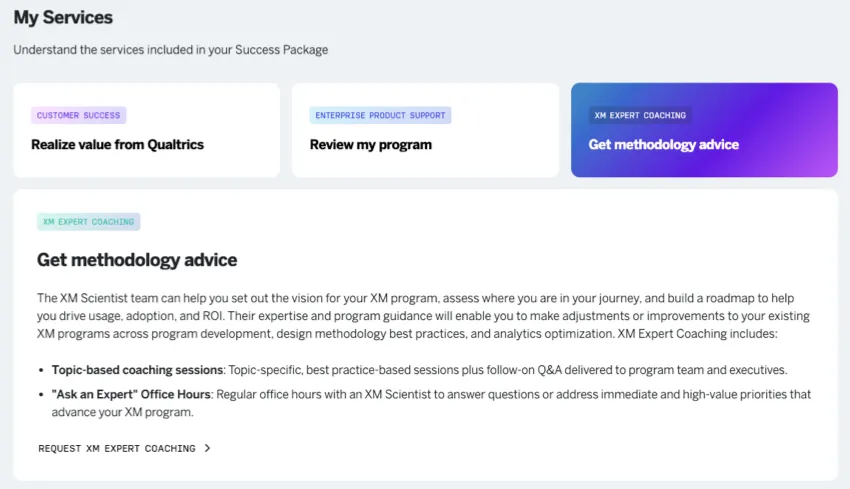 colorful tile under my services that says get methodology advice