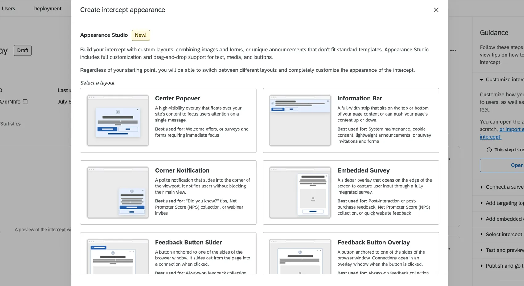 choosing from existing layouts