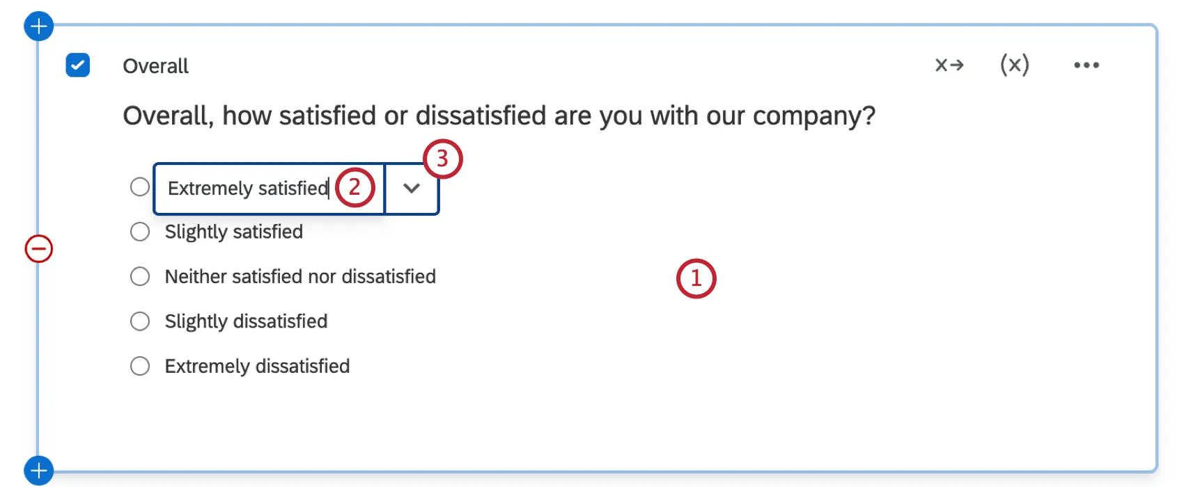 dropdown next to an individual answer choice within a question