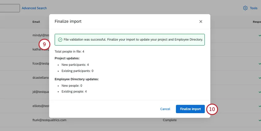 importer explaining what impact the file will have on the project and the directory