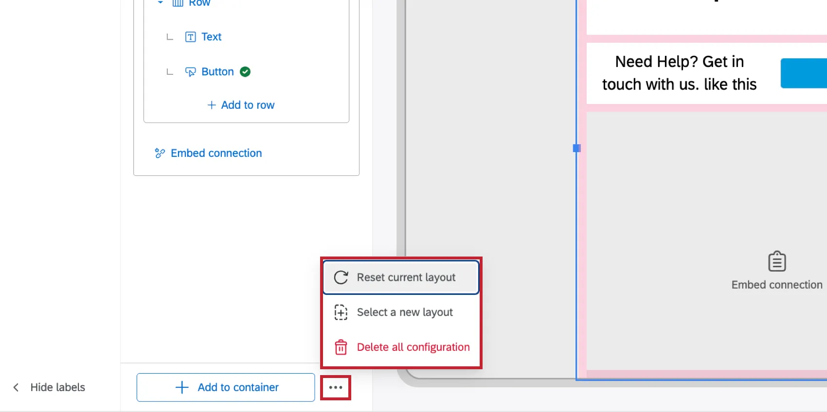 the layout options
