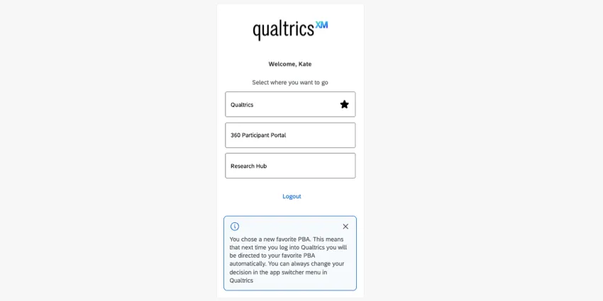 several tiles asking if you want to go to Qualtrics, a participant portal, or Research Hub