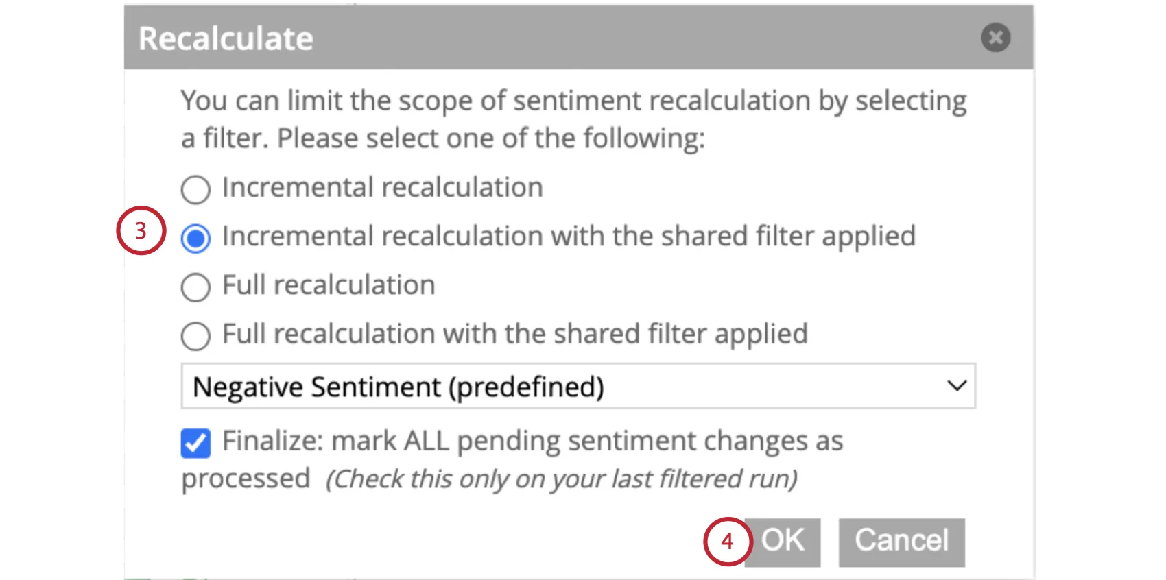 choosing the scope for the recalculation